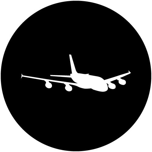 T1183-6 Airbus A380 Side View | Stainless Steel Gobo | Gobotech